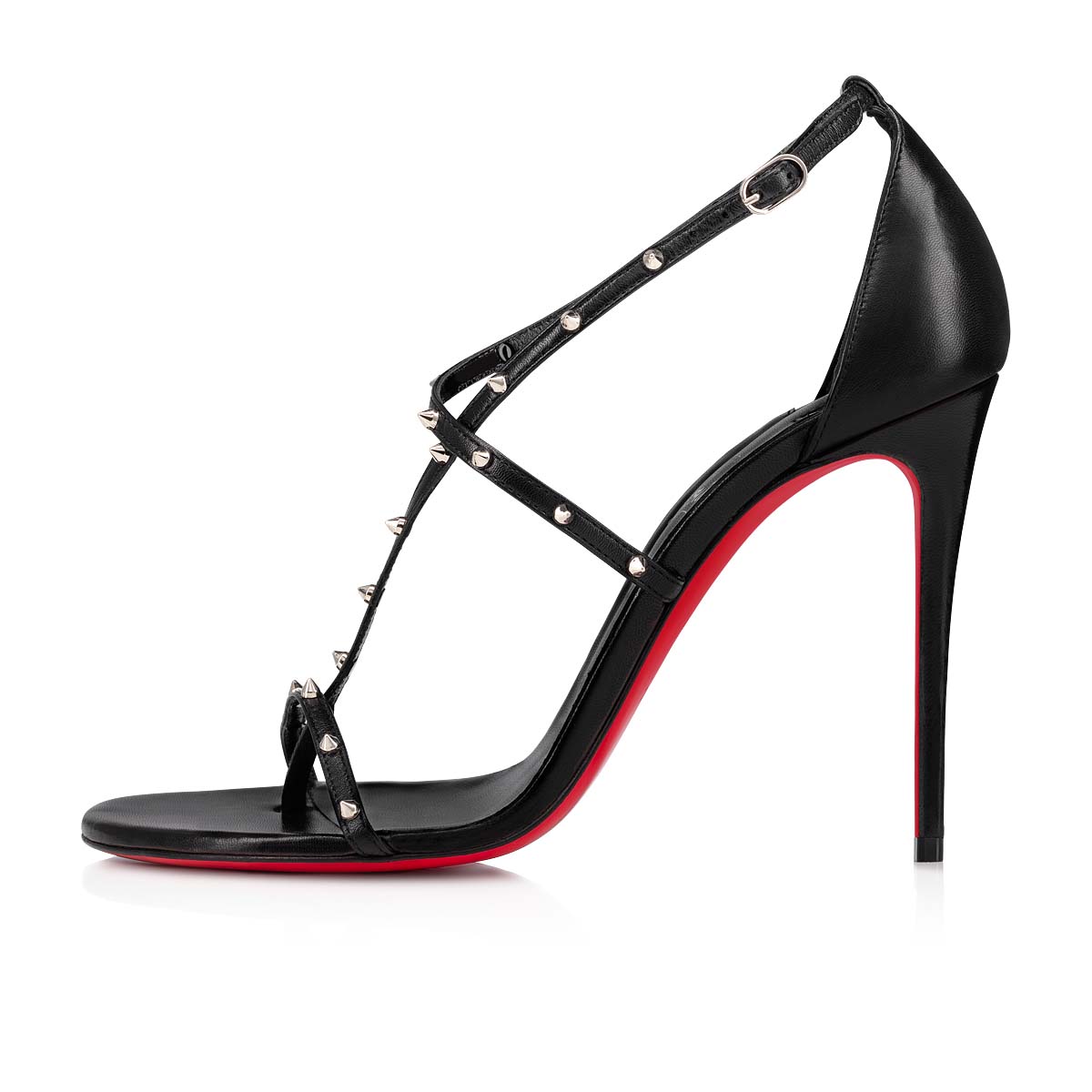 Riojana Spikes 100 Black Leather - Shoes - Women - Christian Louboutin