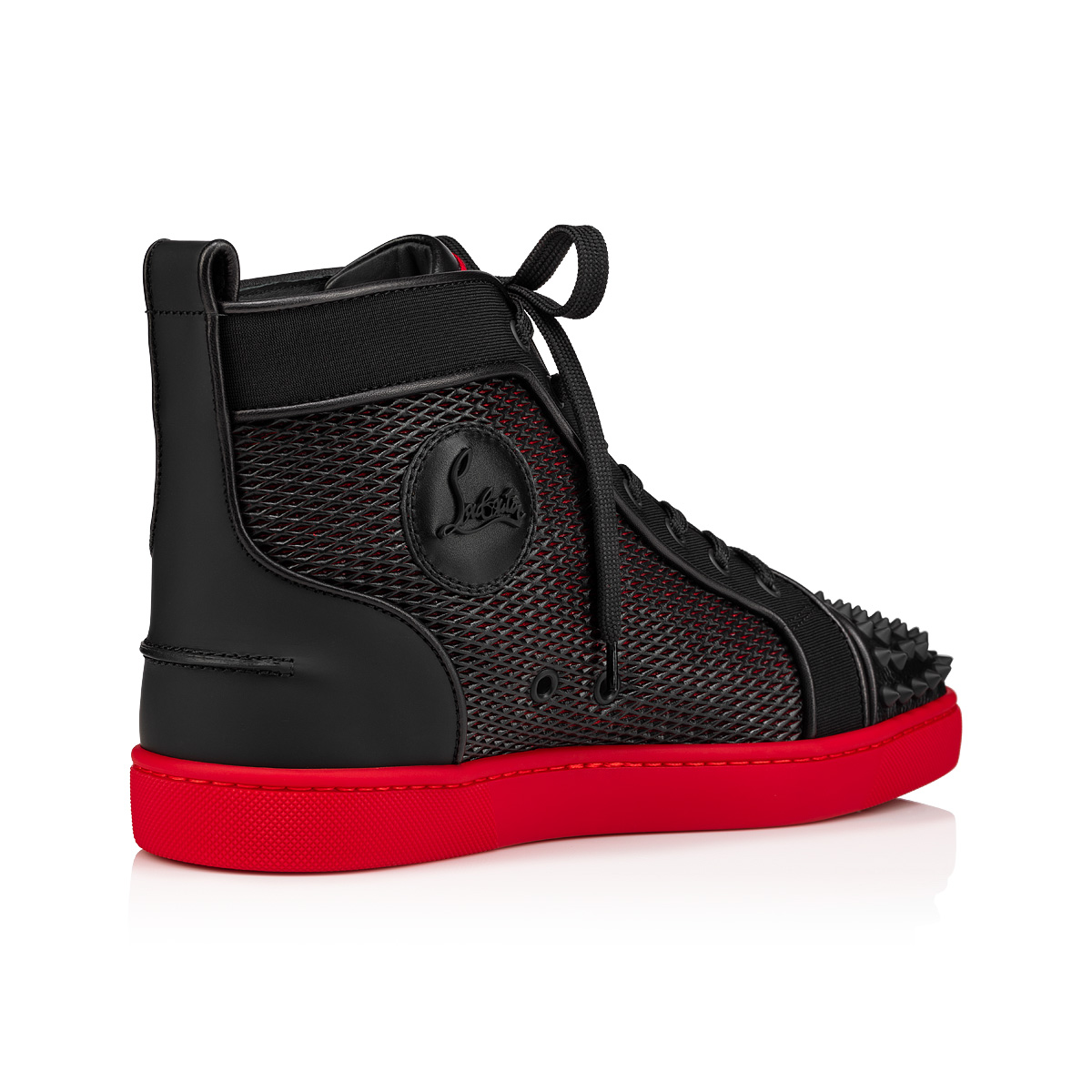 Lou Spikes - High-top sneakers - Graines calf leather, Funky mesh 