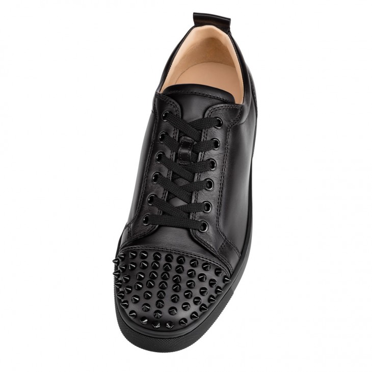 Louis Junior Spikes - Sneakers Calf leather and spikes - Black Christian Louboutin