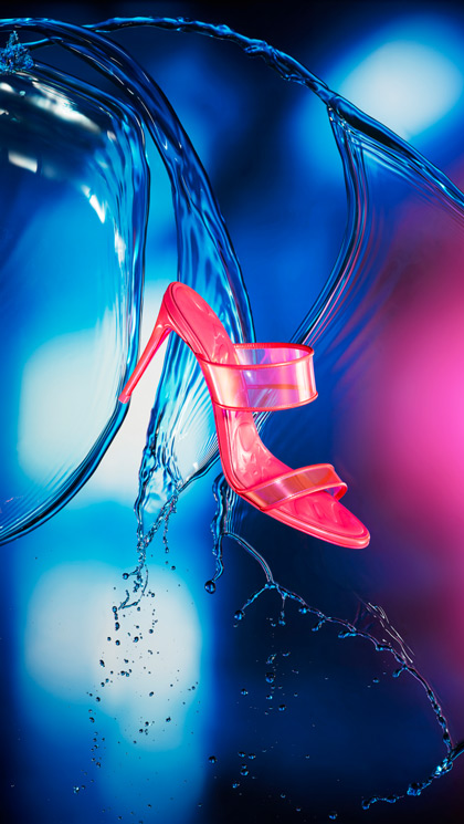 Just Loubi - 85 mm Sandals - TPU Techno and pearlescent patent leather - Fluo Pink